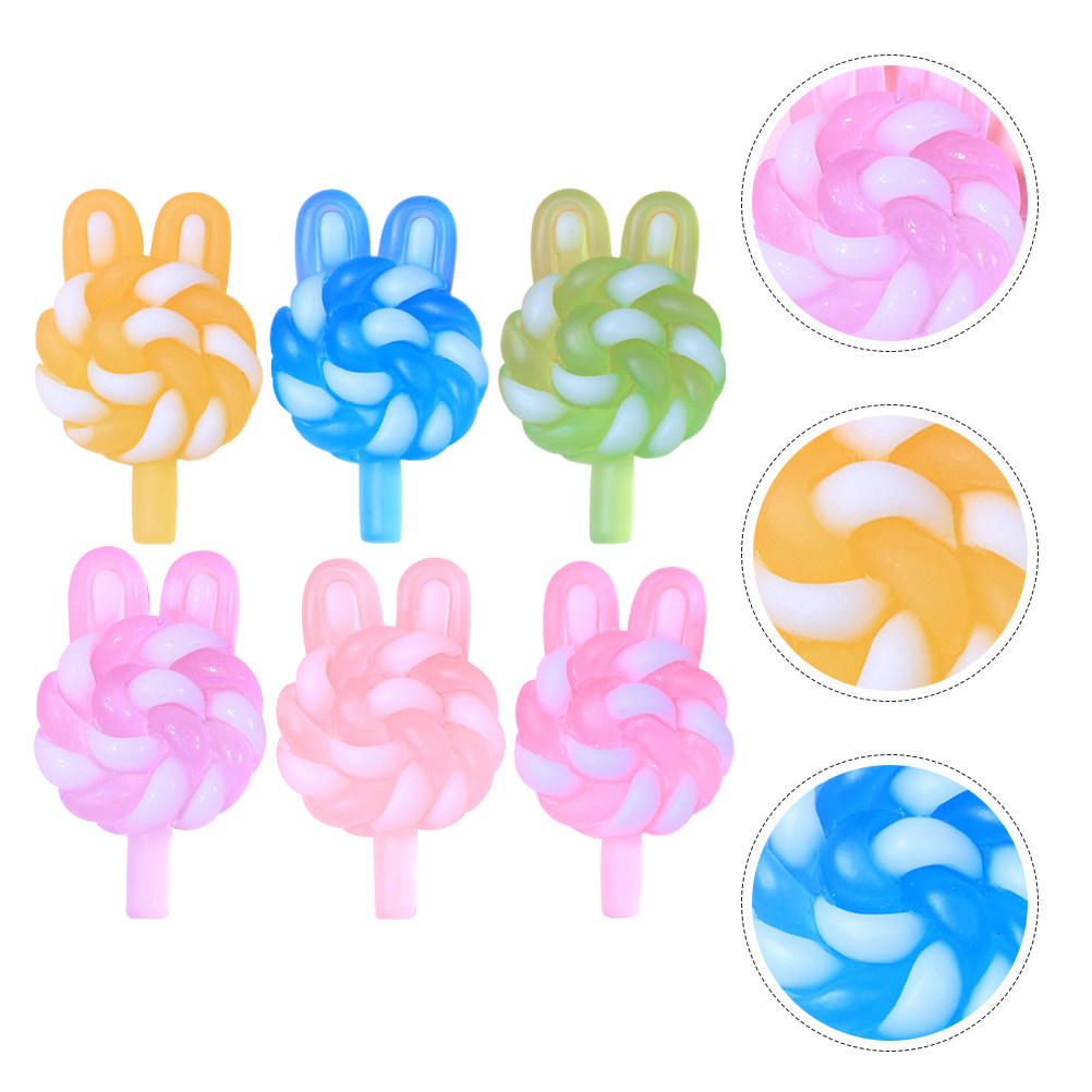 Crafting Resin - 24Pcs Cute Cartoon Lollipop Charms Rabbit