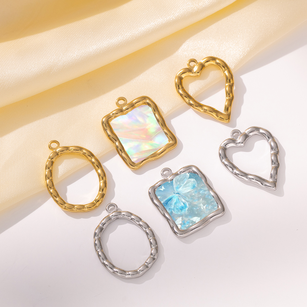 Resin Craft Supplies - 5pcs Stainless Steel Heart Round Open