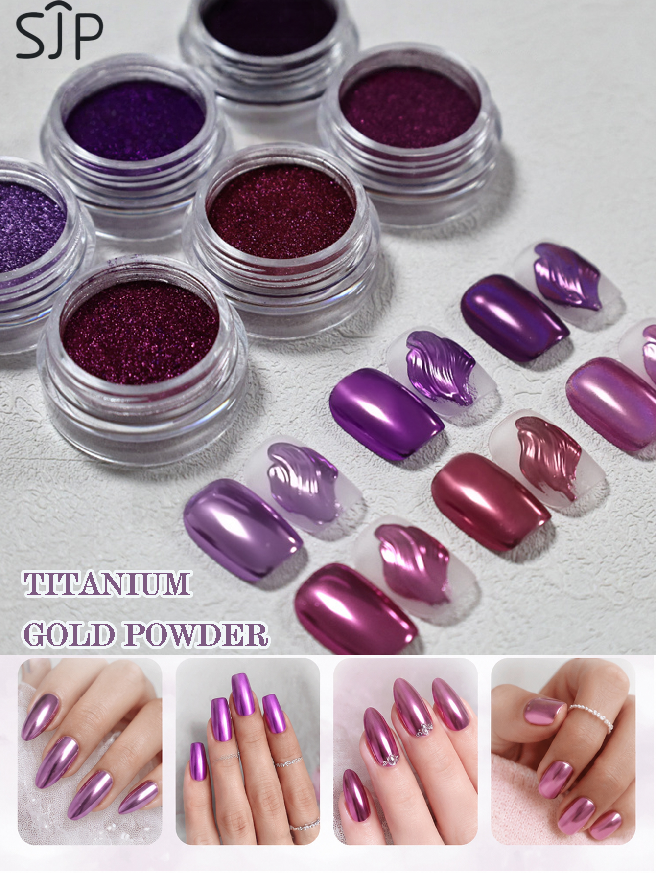 Resin Glitter Pack - 6-piece Electric Purple Series Nail Mirror