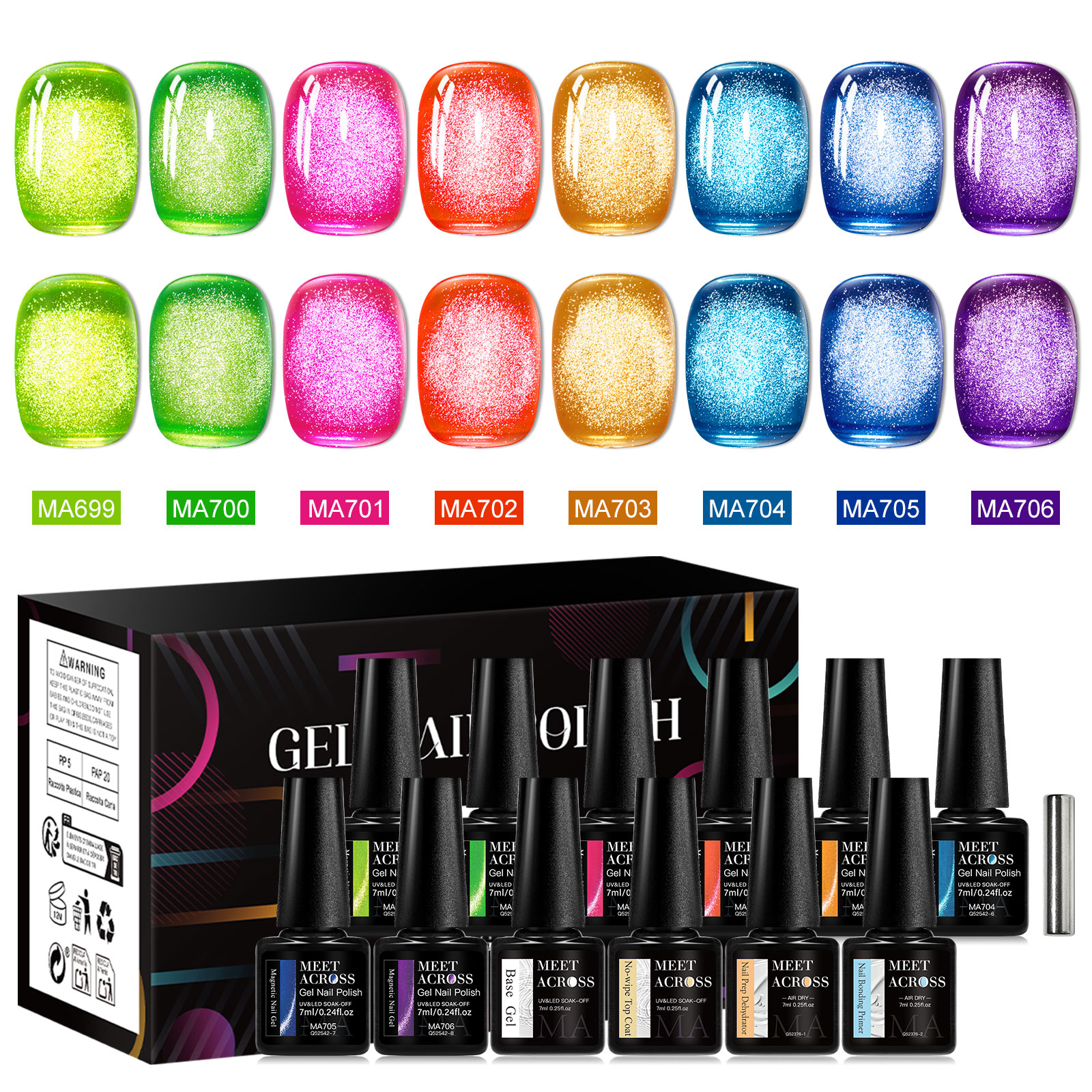 Resin Glitter Pack - 12PCS/SET Green Cat Magnetic Gel Set