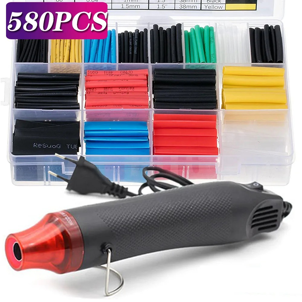 Heat Gun Small - 580/530/127PCS Heat Shrink Tubing Kit 2:1