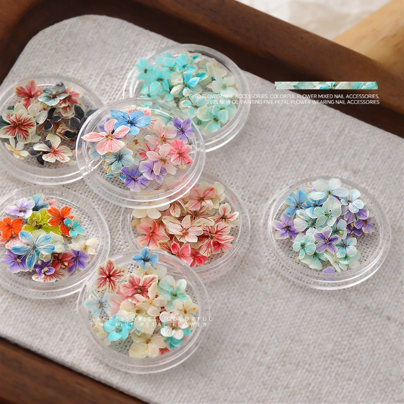 Dried Flower Bulk - 1PCS Summer Gradient Floral Nail Art