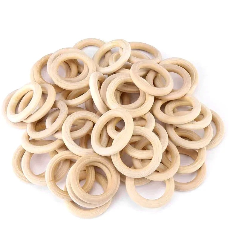 Wood Ring Blank - 20pcs 30mm Unfinished Smooth Wooden Macrame