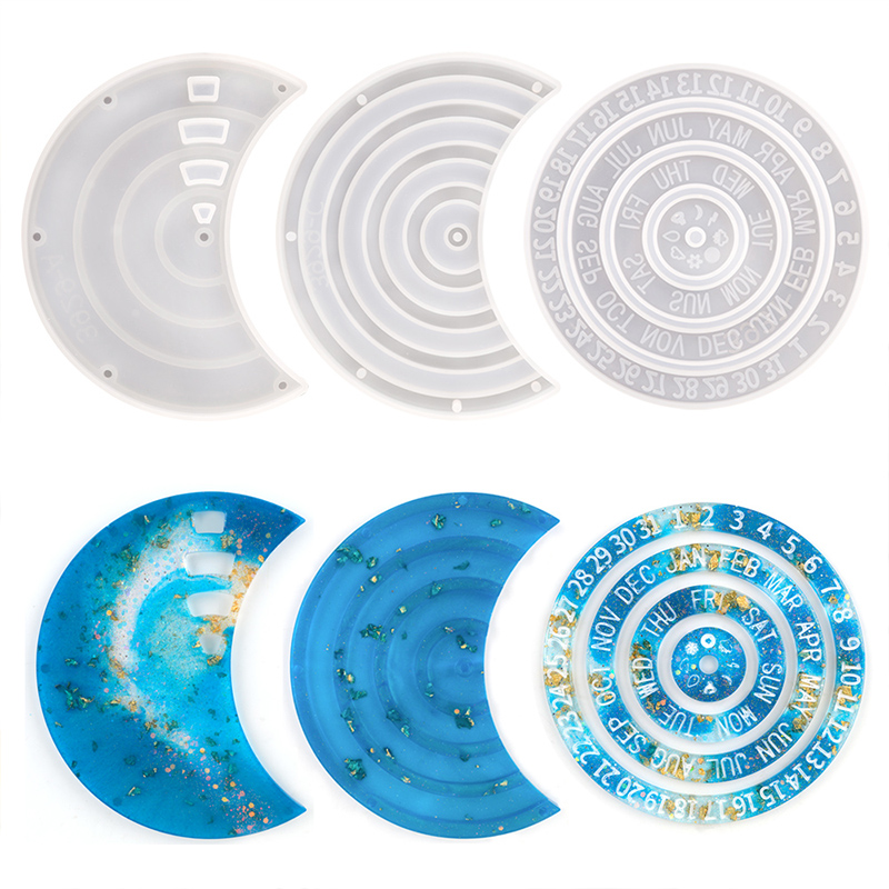 Resin Ocean Wave Mold - New Style Rotatable Moon Shape Calendar
