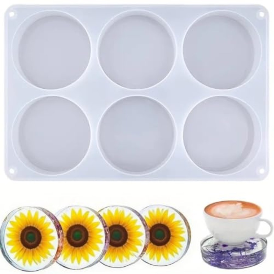 Flower Preservation Resin - 6-Cavity Deep Round Coaster Silicone Molds