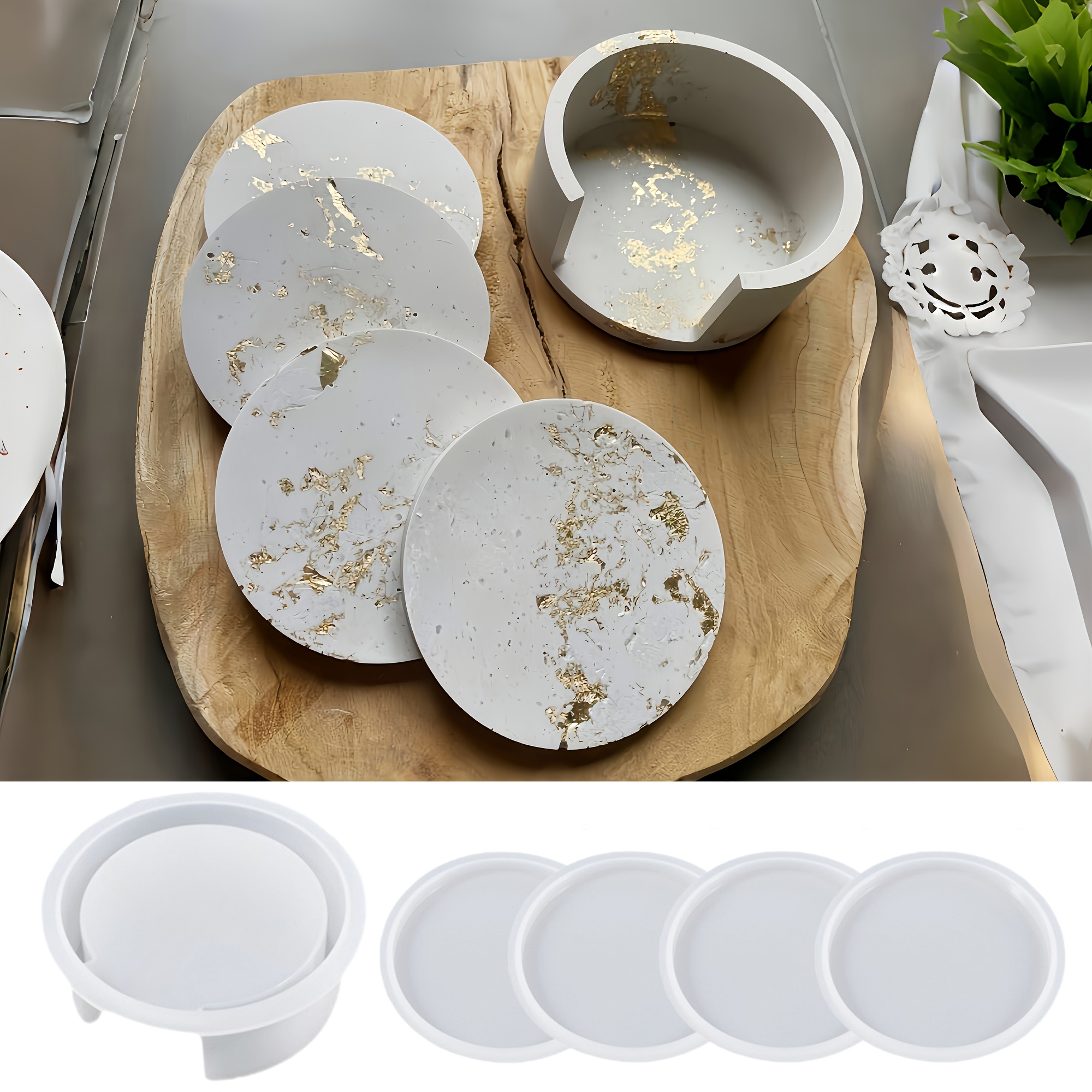 Serving Tray Mold - 5pcs Round Coaster Silicone Mold Set,