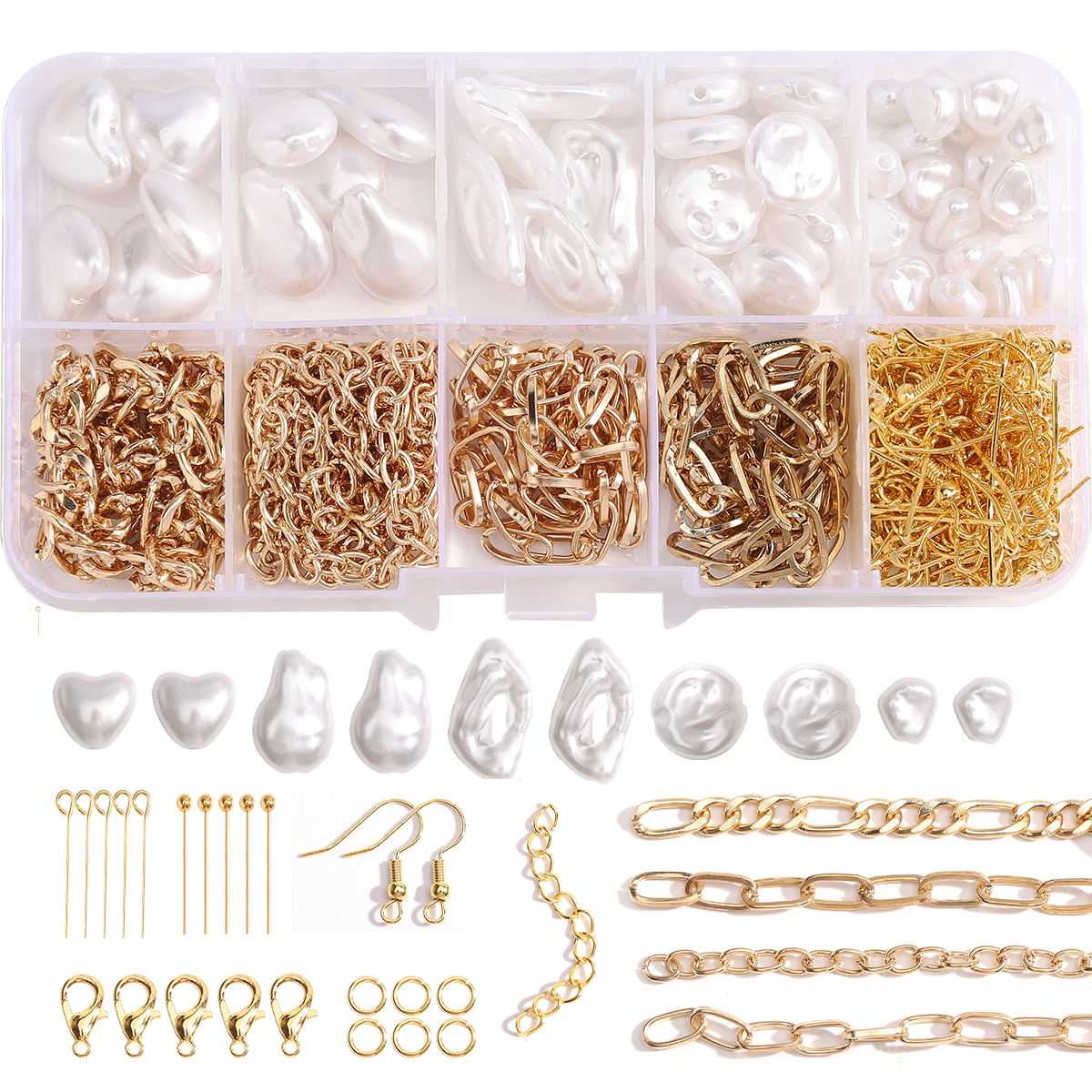 Resin Jewelry Kit - 179/366pcs 1Box ABS Irregular Pearl Perforated