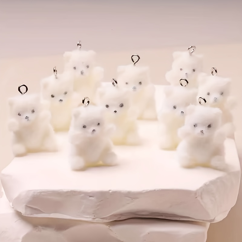Resin Craft Material - 6Pcs Polar Bear Resin Charms Christmas