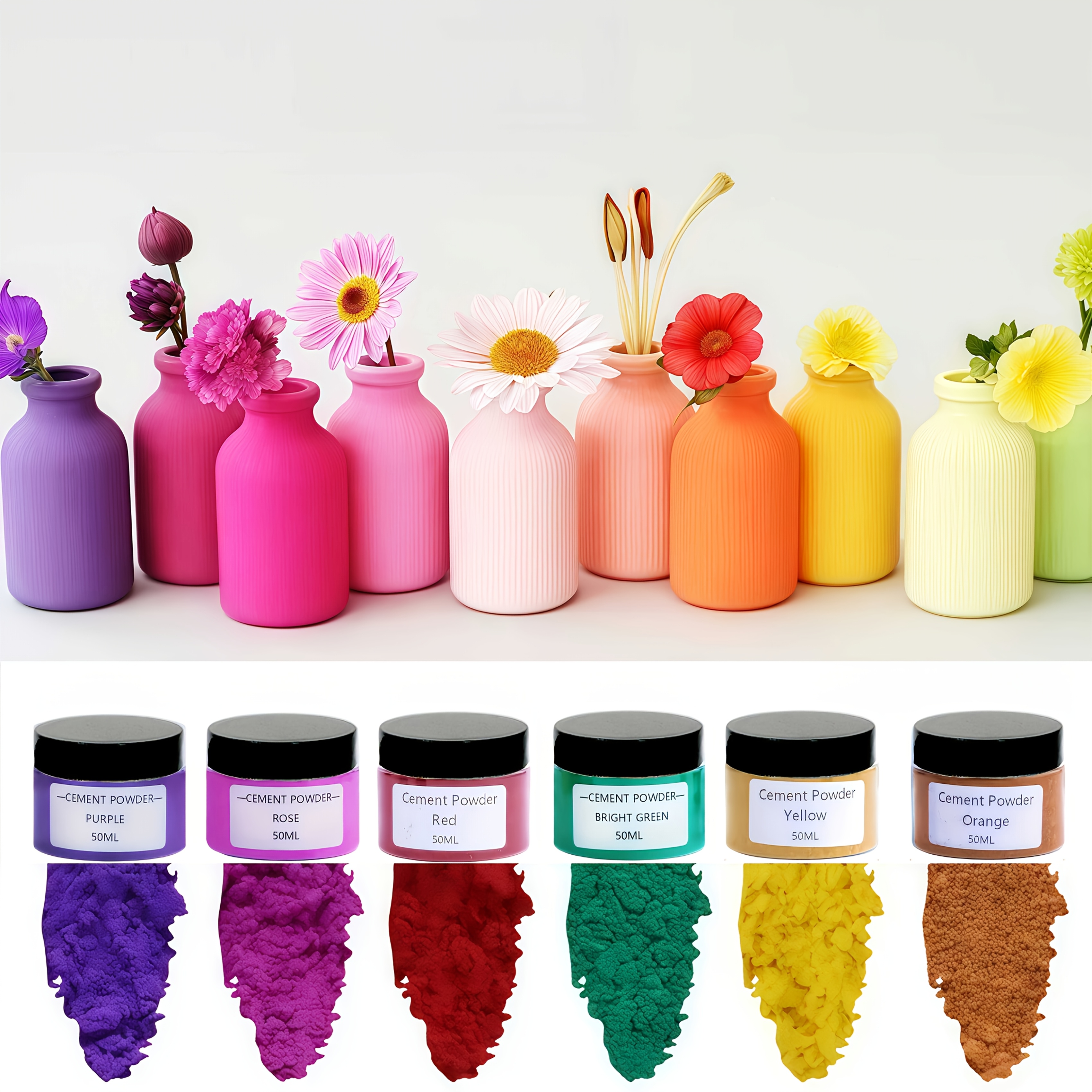 Resin Pigment Set - 6-Color Gypsum Cement Pigment Powder Set,