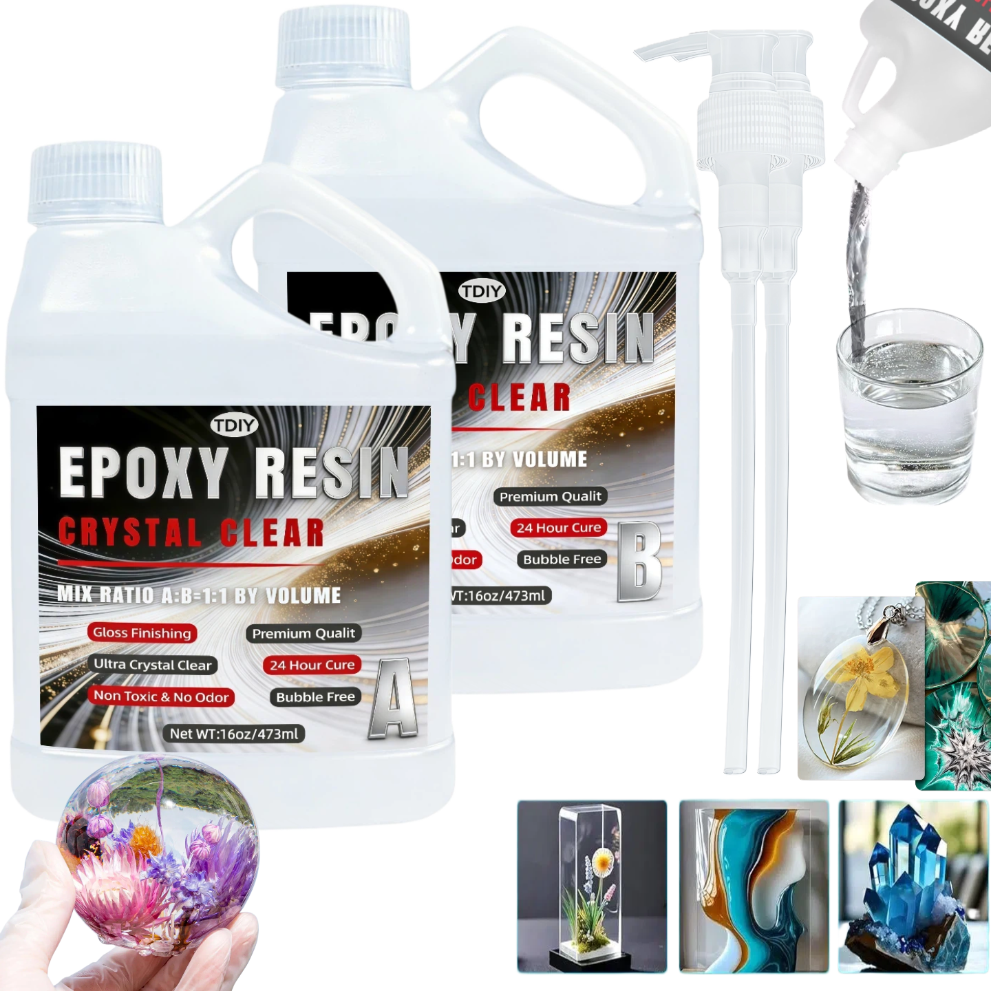 Gold Foil Flakes - 1:1 Crystal Clear Epoxy Resin Kit