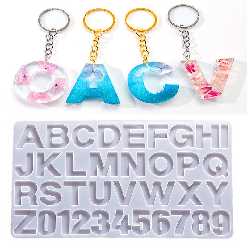 Gold Foil Flakes - Alphabet Epoxy Resin Silicone Mold DIY