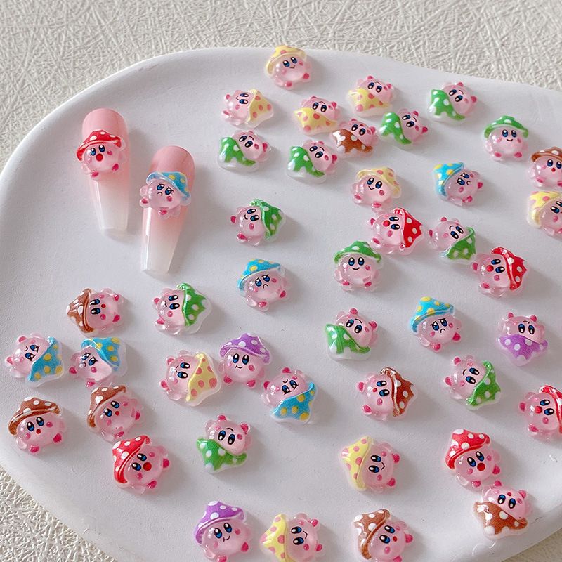 Crafting Resin - 2/10/20pcs Kirby Nail Charms 3D Resin