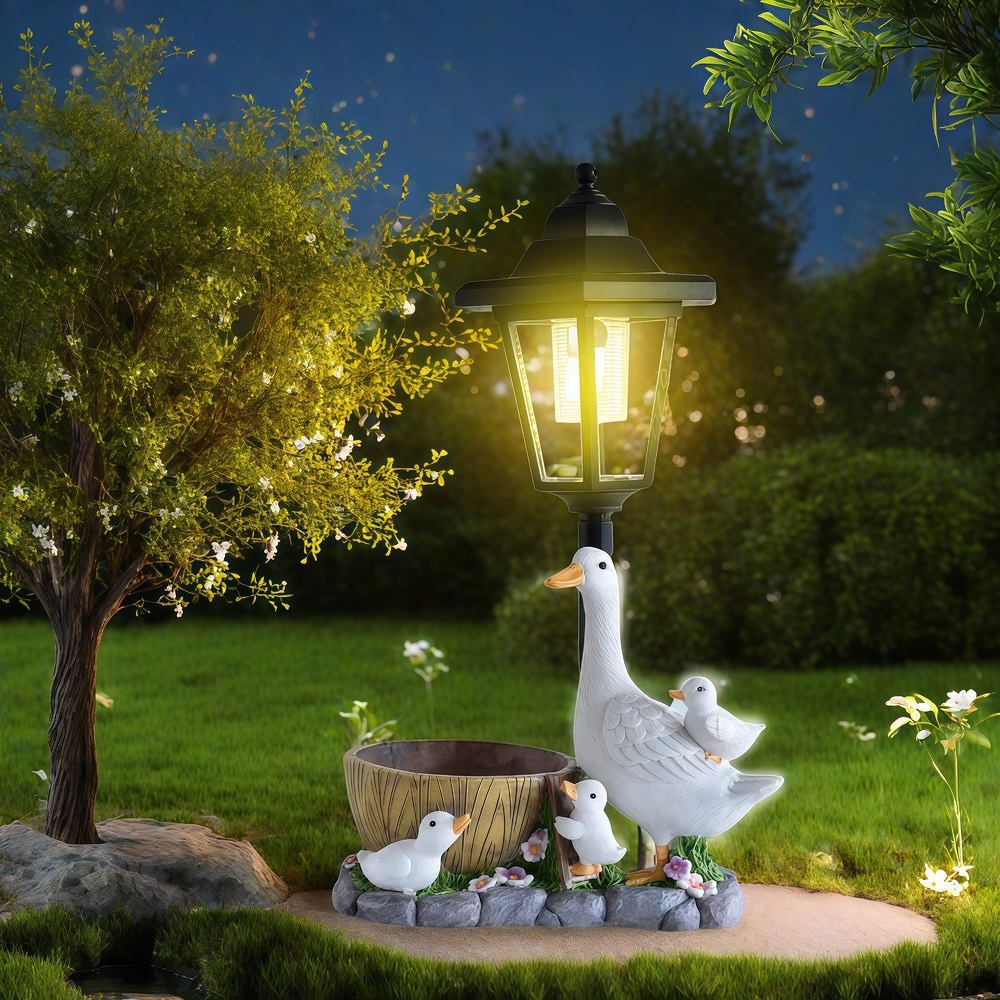 Resin Craft Supplies - Solar Duck Night Light Garden Courtyard