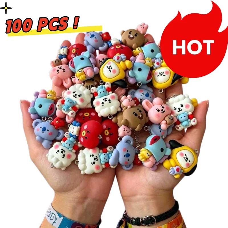 Crafting Resin - 7pcs BT21 Resin Cartoon Charm DIY