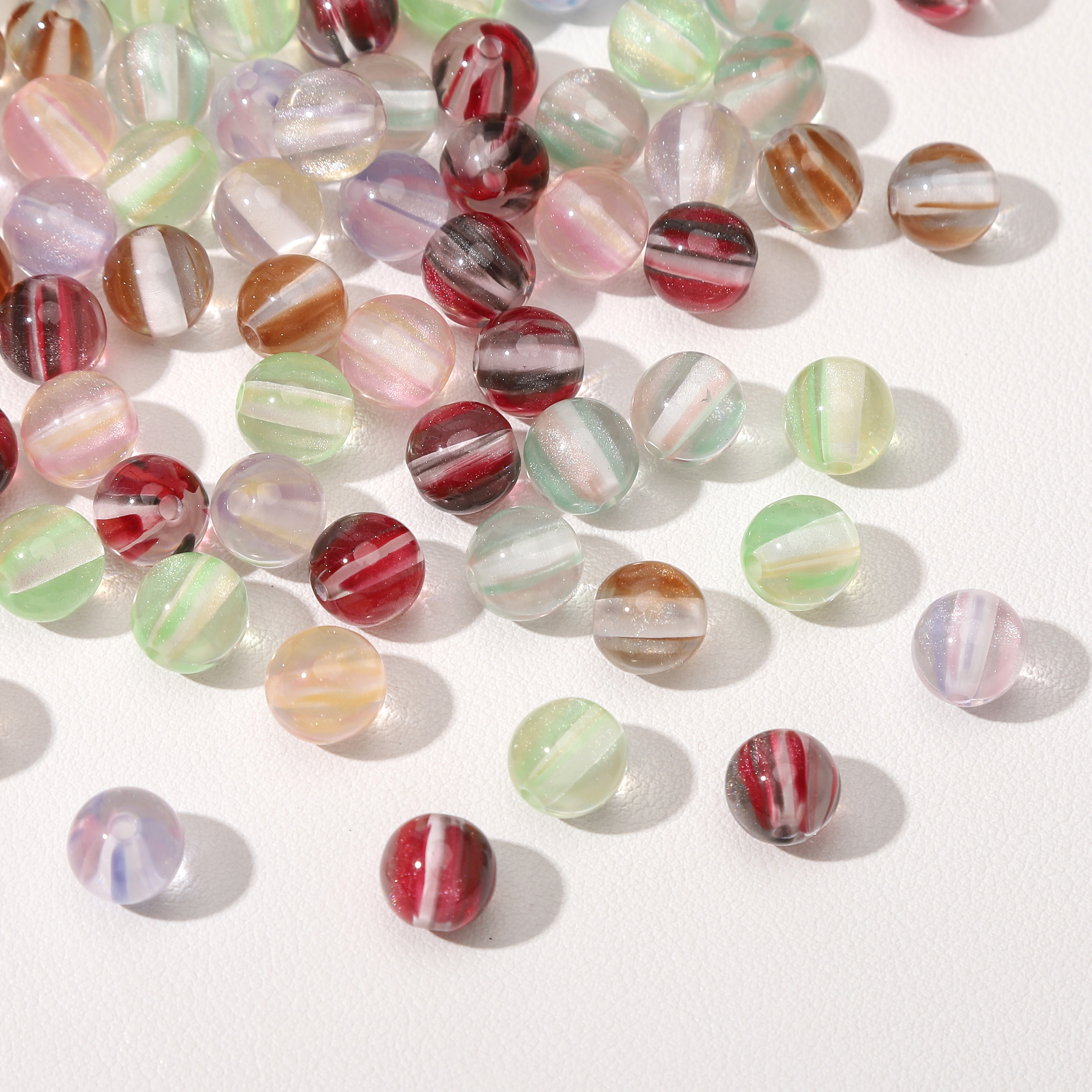 Resin Craft Material - 8mm 100Pcs Colorful Round Resin Loose