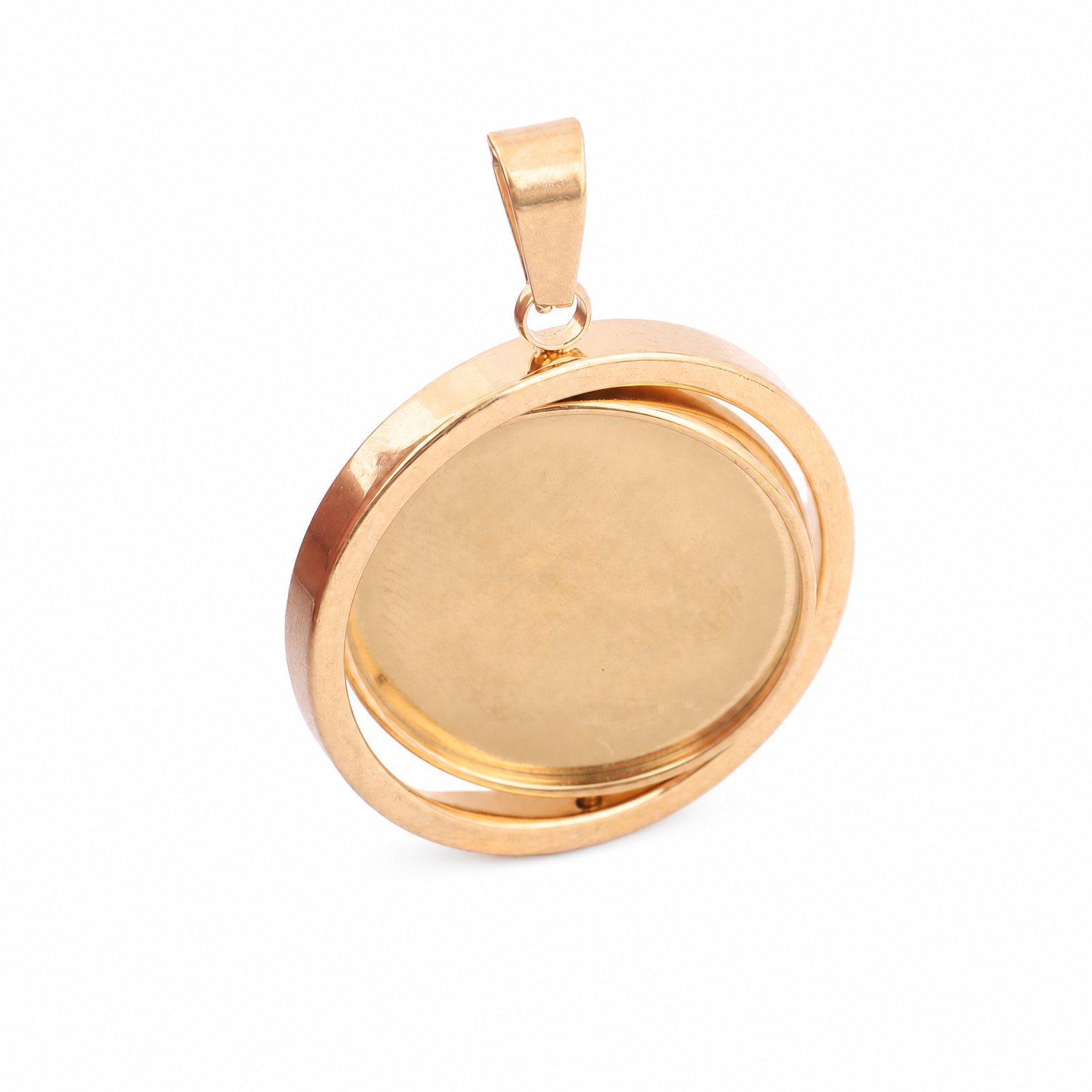 Bezels Set Pendant - 5pcs Stainless Steel Gold Plated Spinning