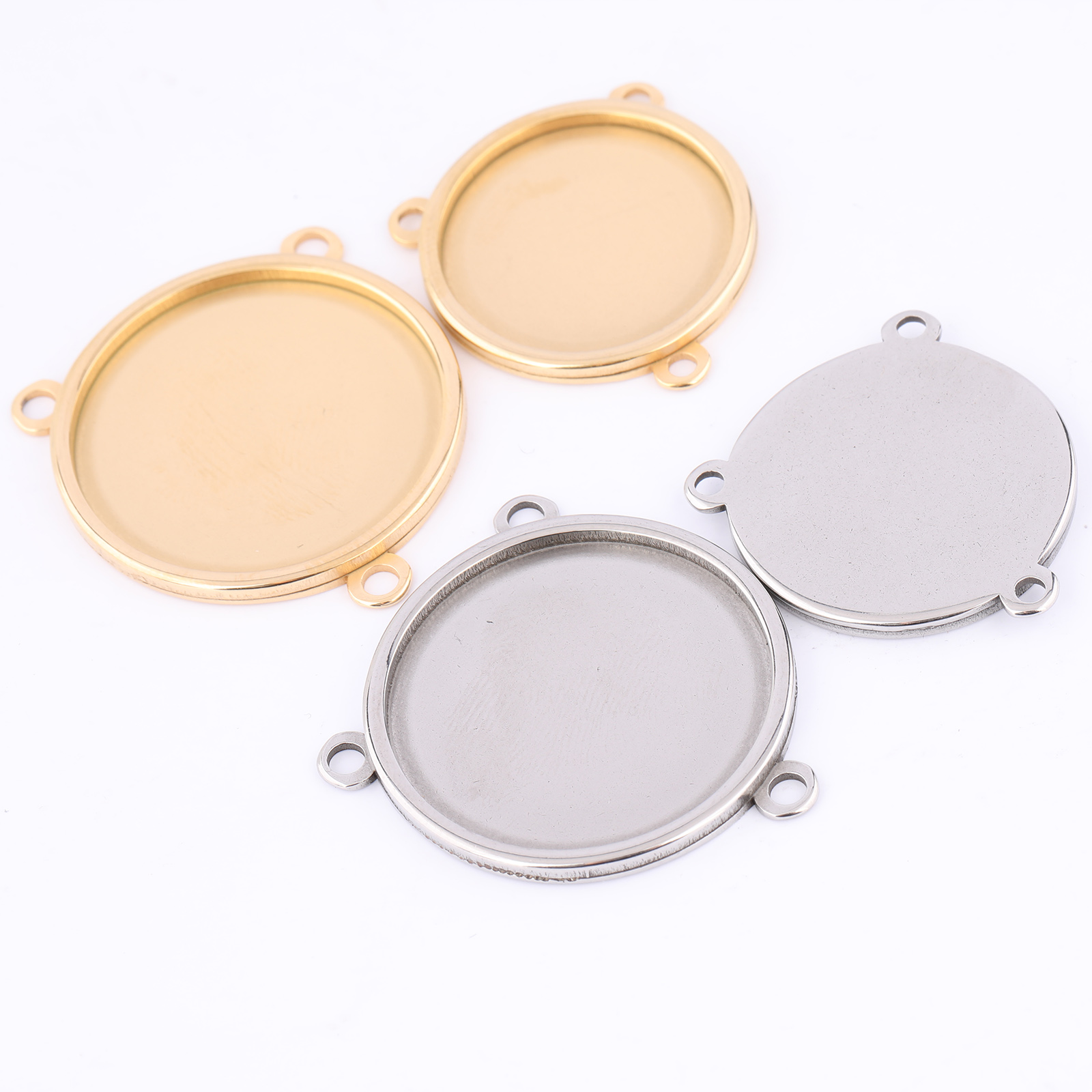 Bezels Set Pendant - 5pcs Stainless Steel Gold Plated 16mm