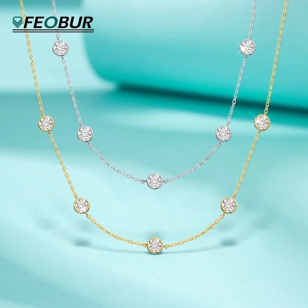 Bezels Set Pendant - GRA Certified 5mm Moissanite Necklace for