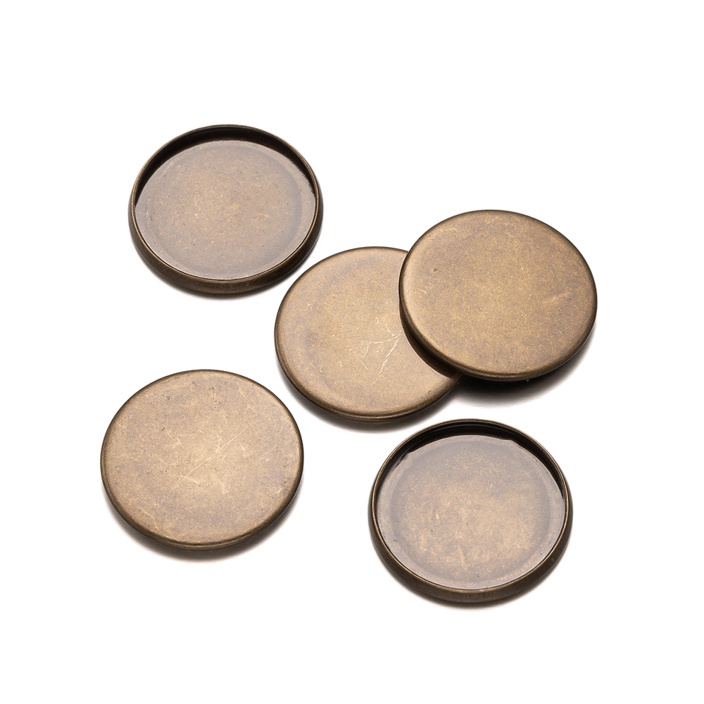 20pcs Antique Bronze Flat Roun - огляд і ціна Bezels Set Pendant