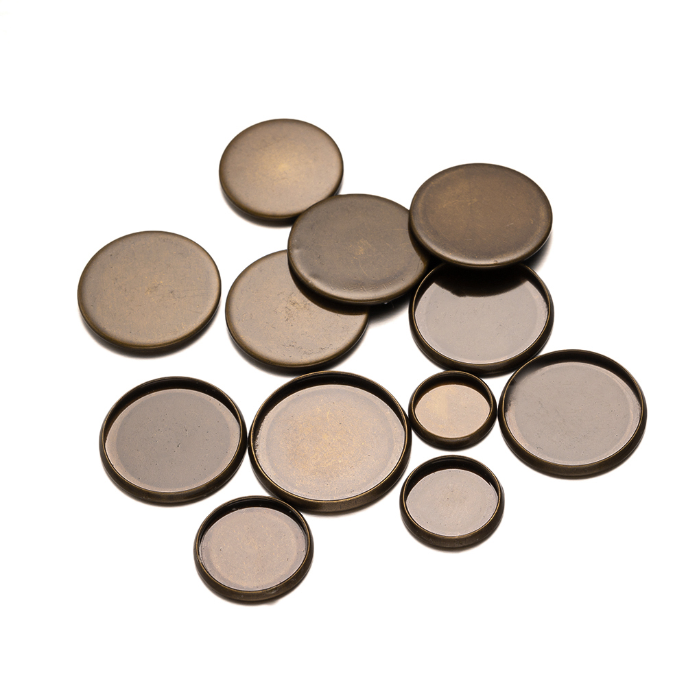 20pcs Antique Bronze Flat Roun - огляд і ціна Bezels Set Pendant
