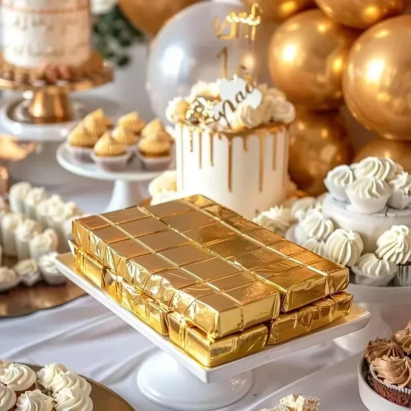 100PCS Large Dubai Chocolate C - огляд і ціна Gold Foil Flakes