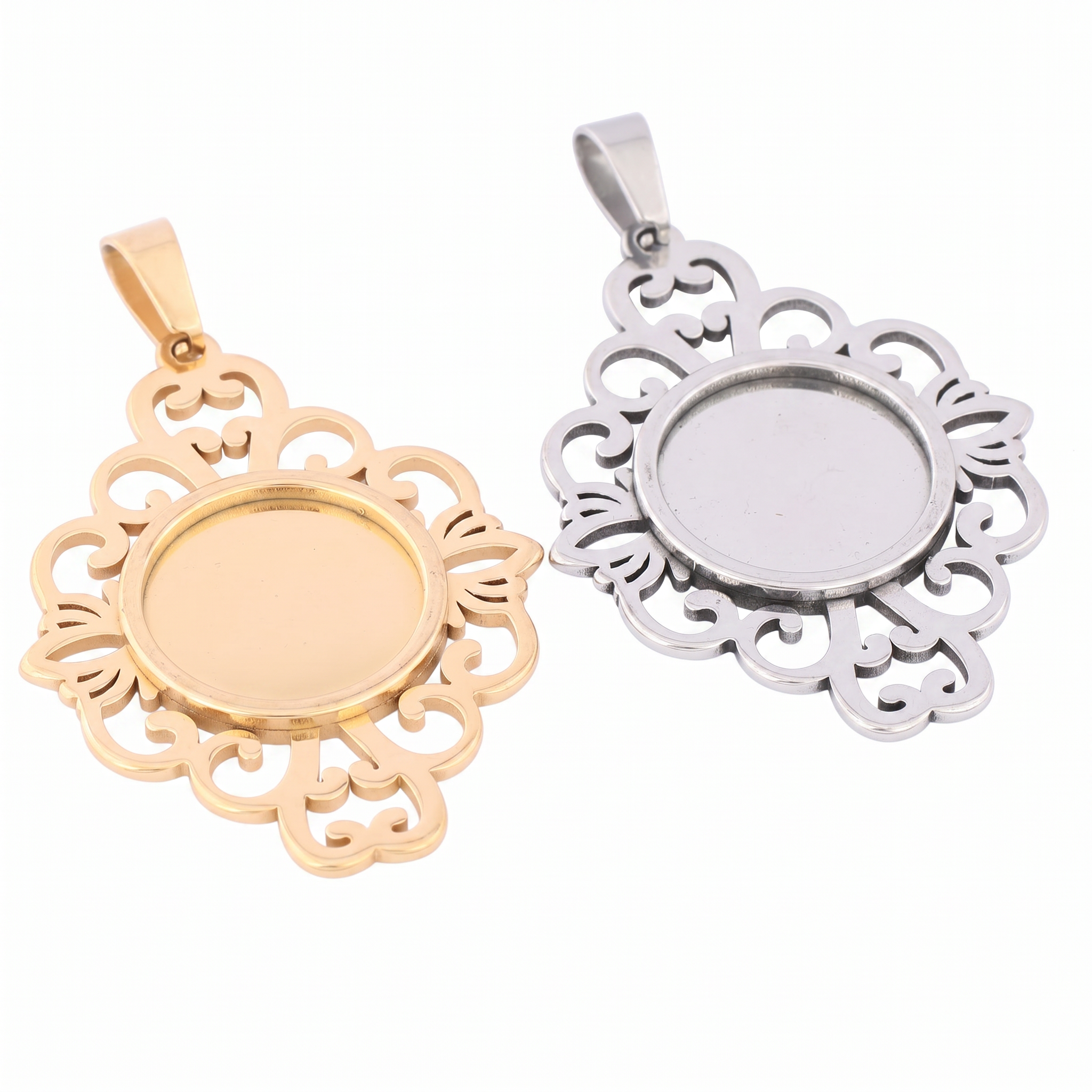 5pcs Stainless Steel Filigree  - огляд і ціна Bezels Set Pendant