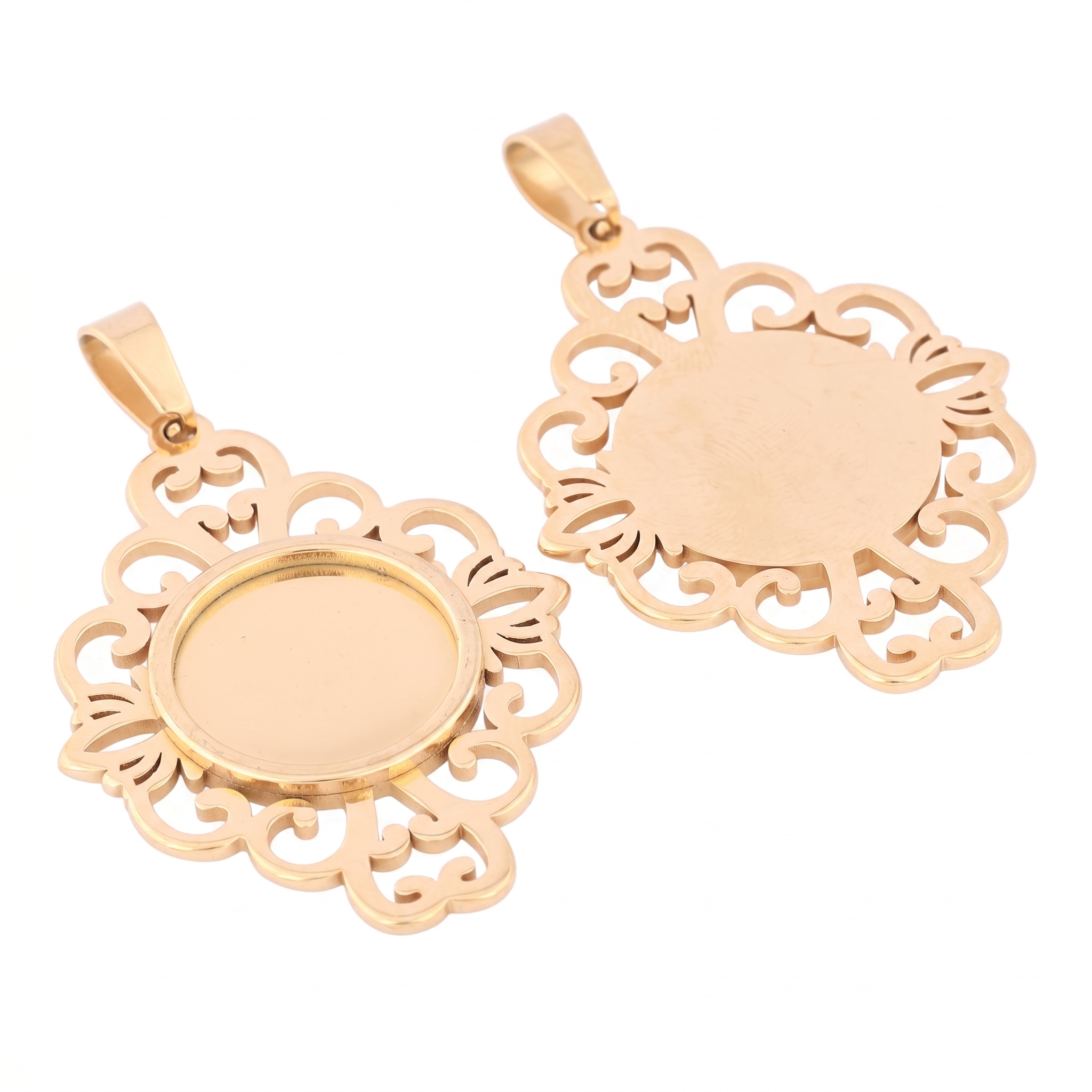 5pcs Stainless Steel Filigree  - огляд і ціна Bezels Set Pendant