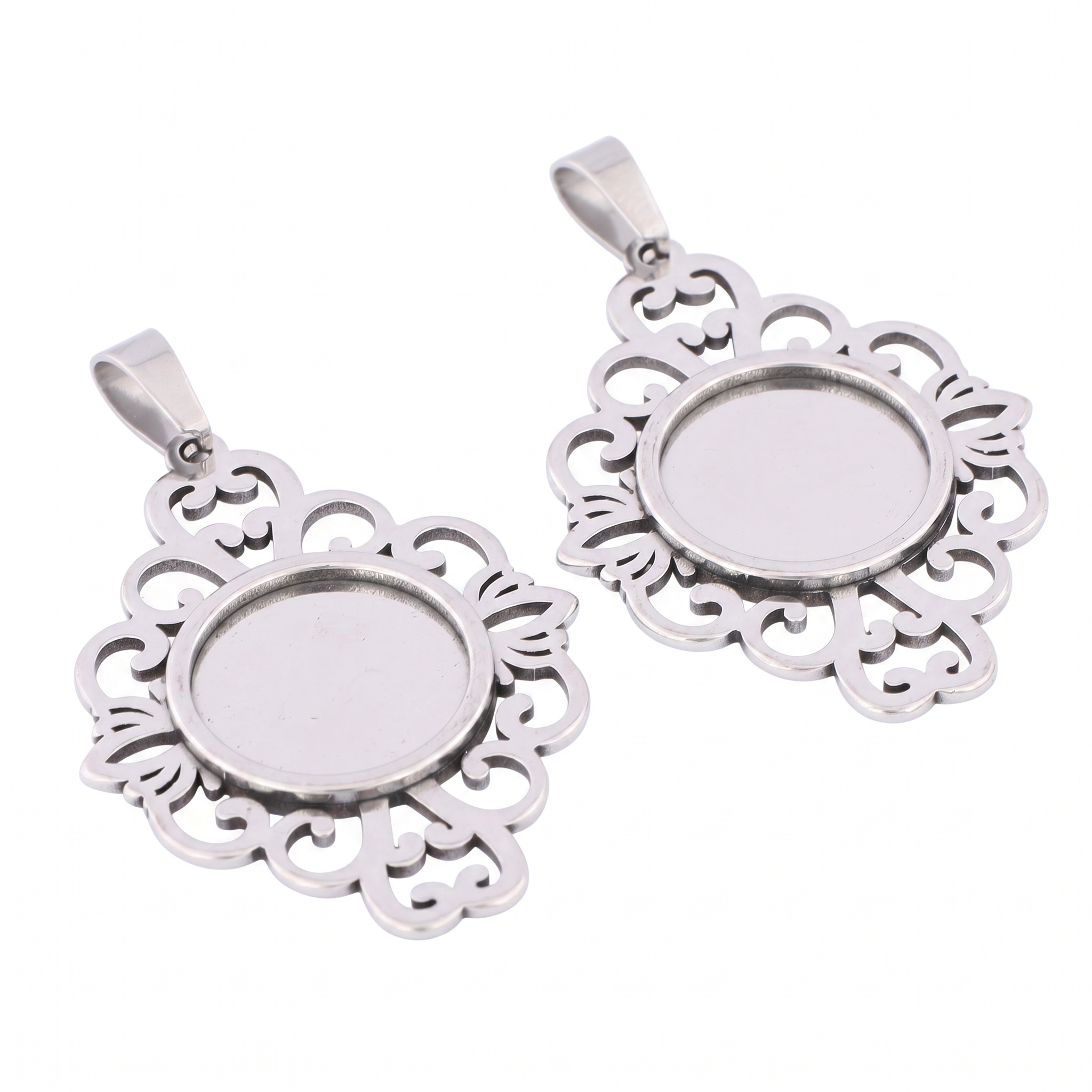 5pcs Stainless Steel Filigree  - огляд і ціна Bezels Set Pendant