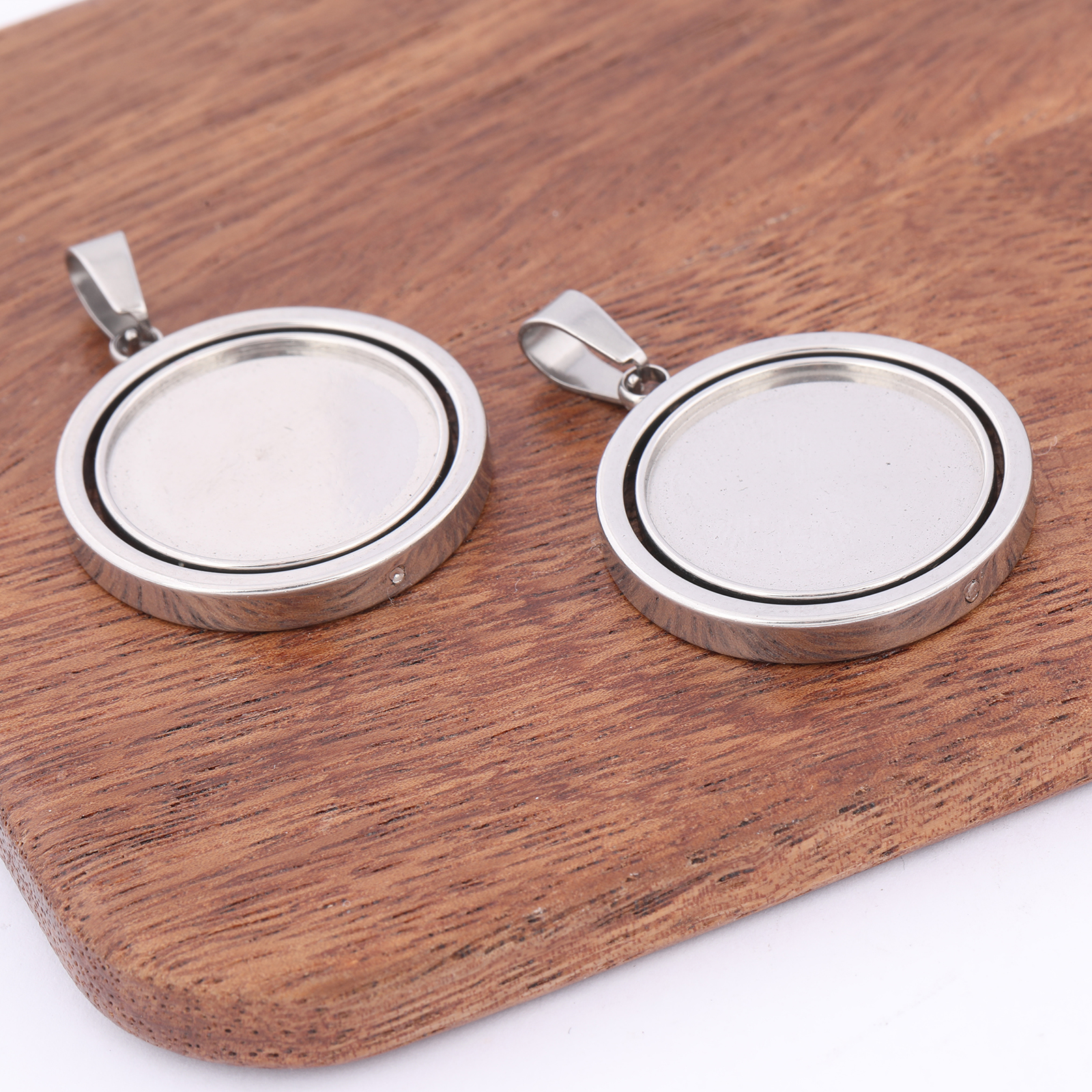3pcs Stainless Steel  Rotatabl - огляд і ціна Bezels Set Pendant