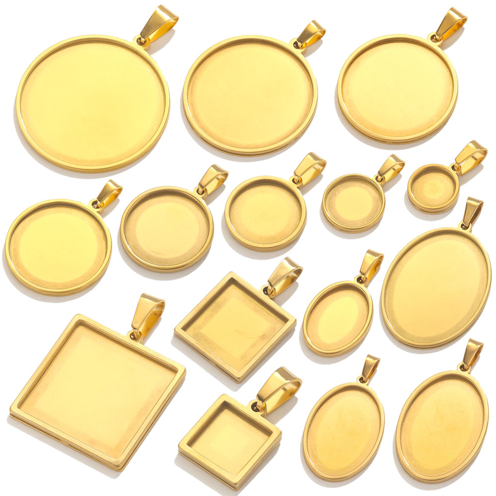 5pcs Stainless Steel Pendant C - огляд і ціна Bezels Set Pendant