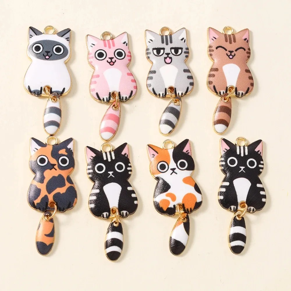 10Pcs 16×39mm Cute Cartoon Cat - огляд і ціна Resin Craft Material