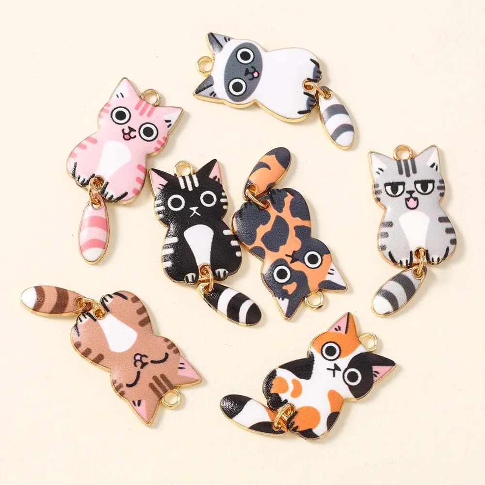 10Pcs 16×39mm Cute Cartoon Cat - огляд і ціна Resin Craft Material