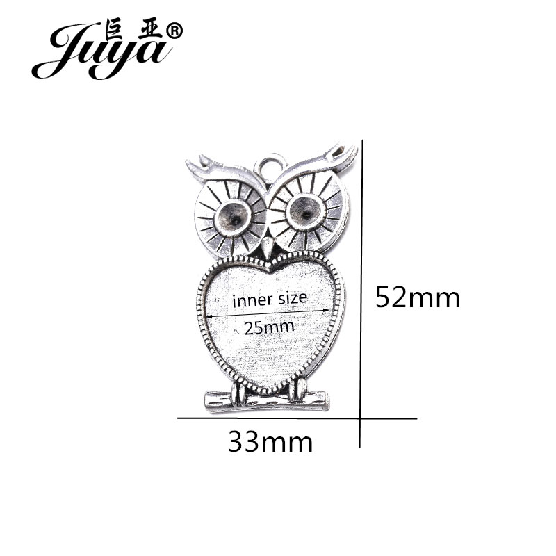 5pcs/lot 25mm Heart Shape Owl  - огляд і ціна Bezels Set Pendant