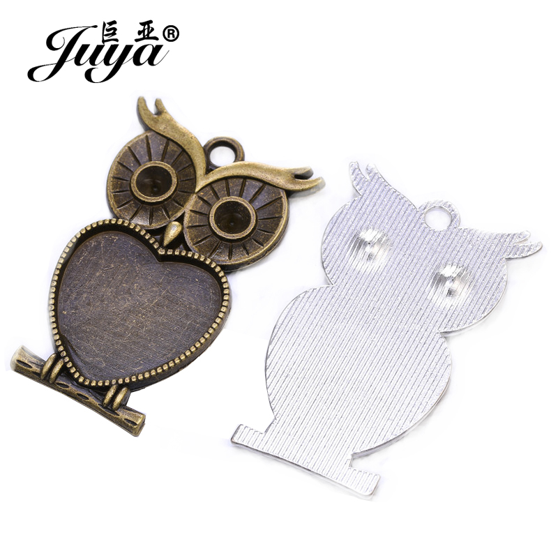 5pcs/lot 25mm Heart Shape Owl  - огляд і ціна Bezels Set Pendant