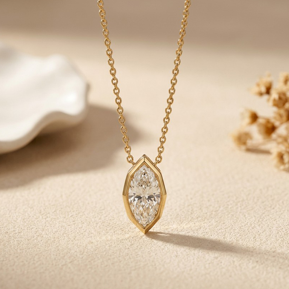 EWYA 3CT Marquise Cut Moissani - огляд і ціна Bezels Set Pendant