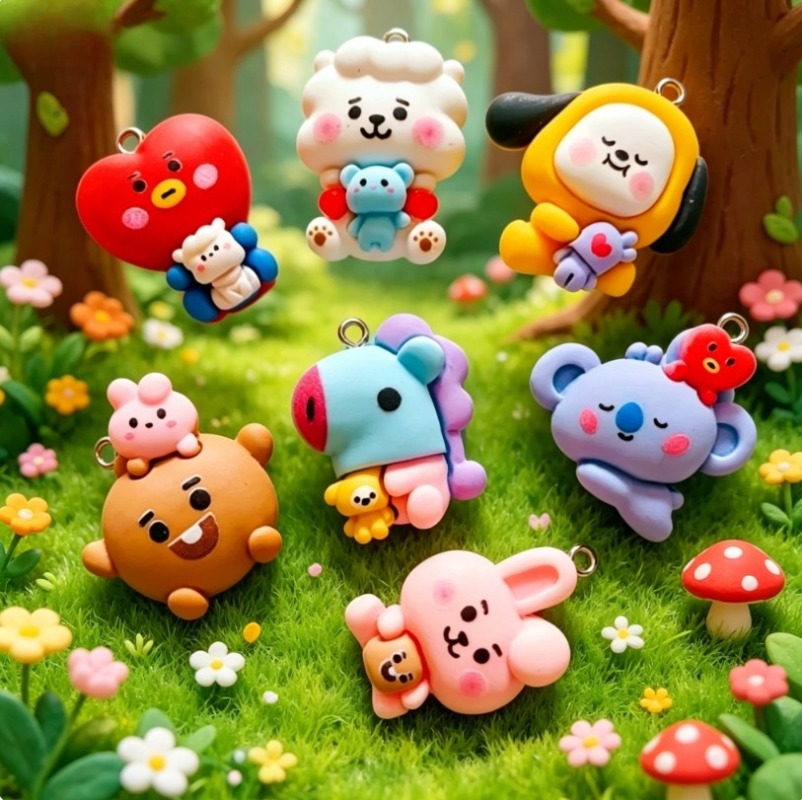 7pcs BT21 Resin Cartoon Charm  - огляд і ціна Crafting Resin