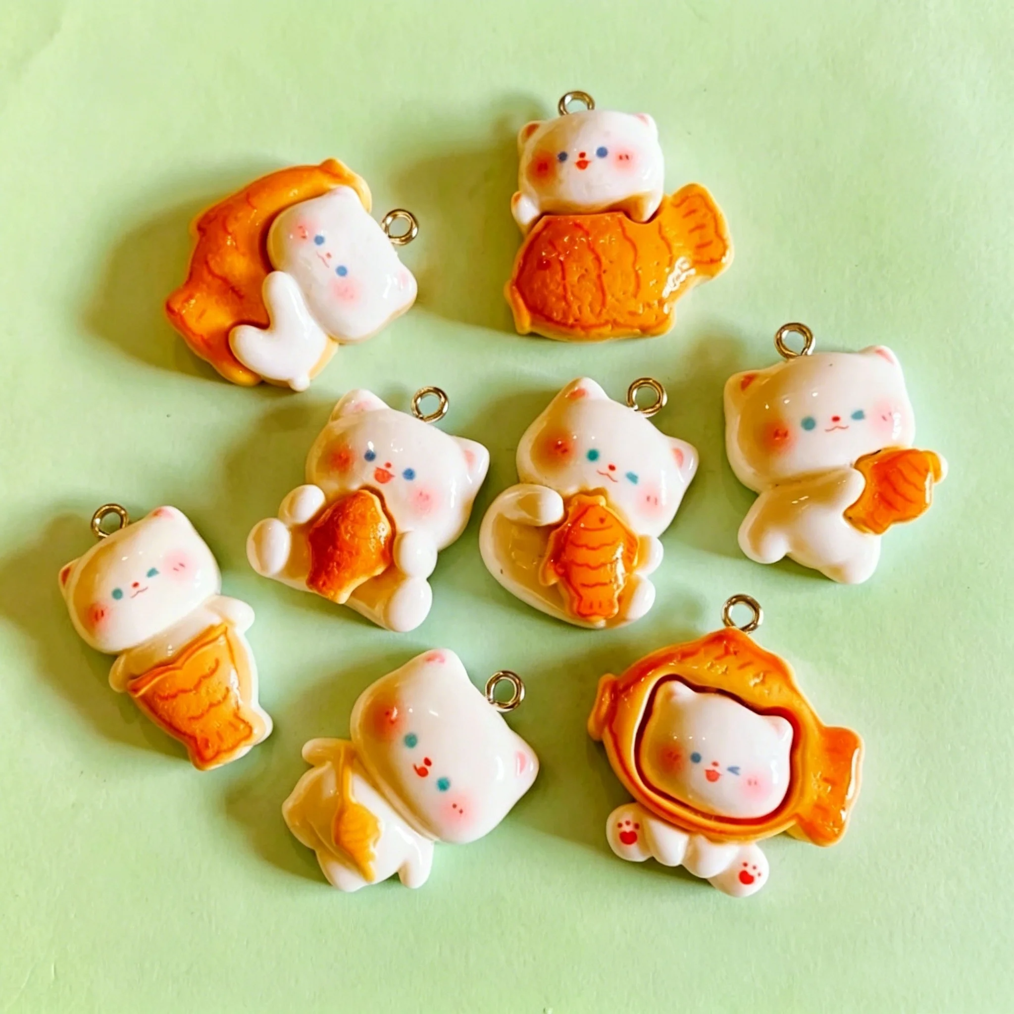 10pcs/lot Cute 3D Taiyaki Cat  - огляд і ціна Resin Craft Supplies