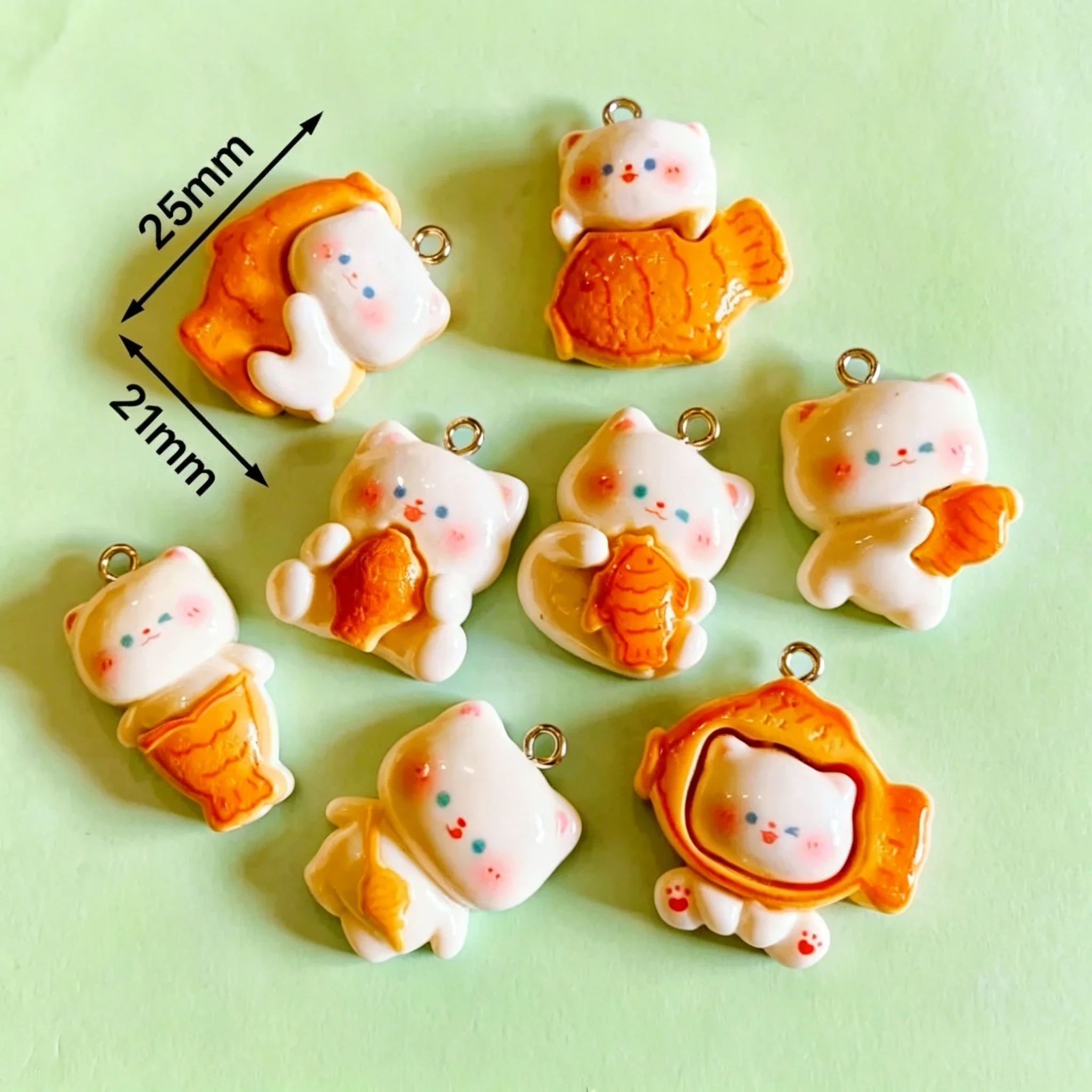 10pcs/lot Cute 3D Taiyaki Cat  - огляд і ціна Resin Craft Supplies