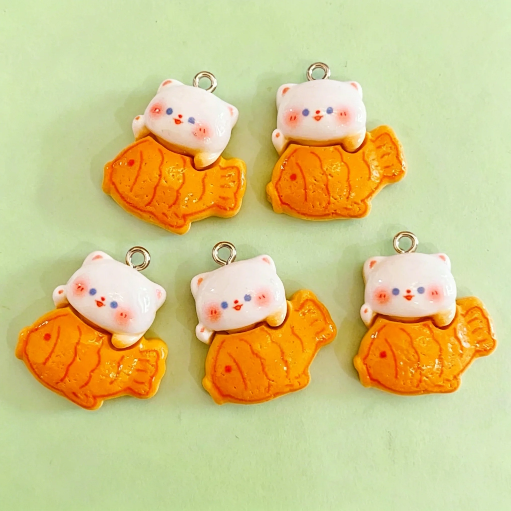 10pcs/lot Cute 3D Taiyaki Cat  - огляд і ціна Resin Craft Supplies