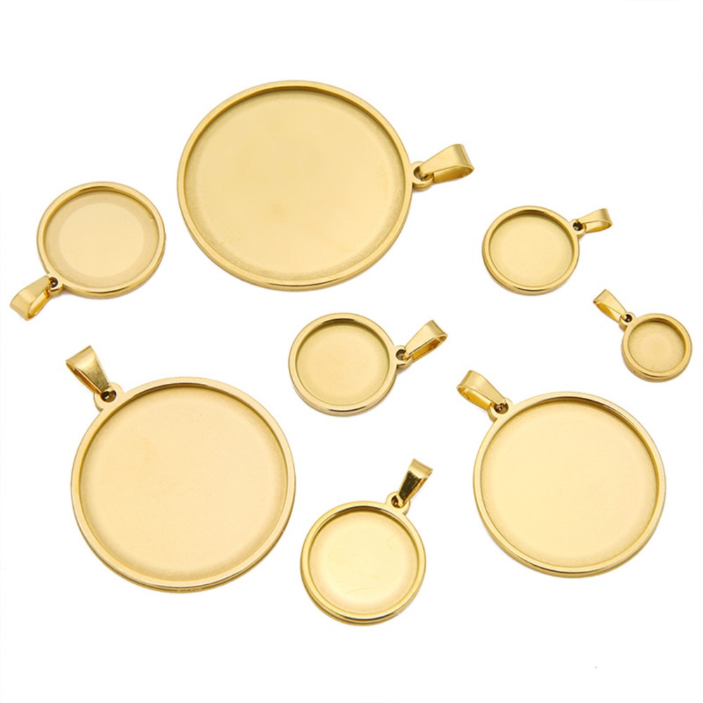 5Pcs/Lot Stainless Steel Round - огляд і ціна Bezels Set Pendant