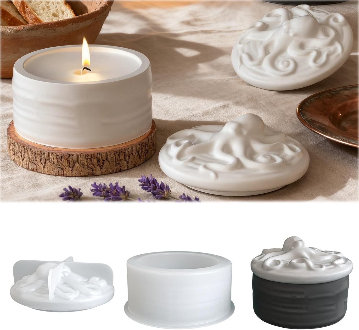 Octopus Lid Candle Jar Silicon - огляд і ціна Resin Ocean Wave Mold