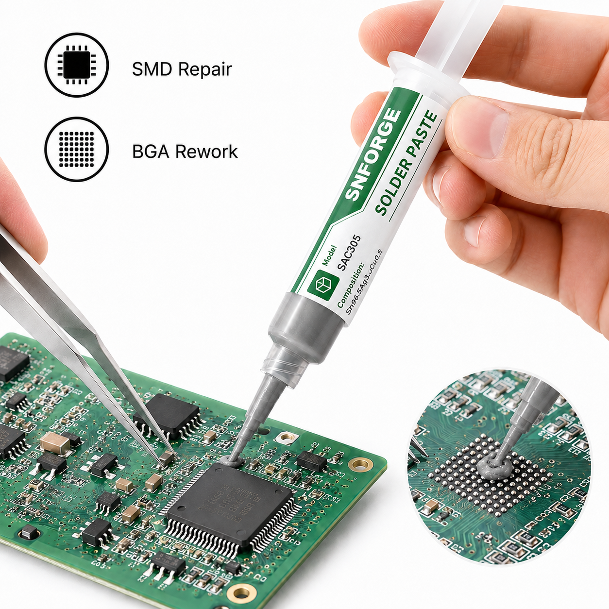 SAC305 Solder Paste Welding Ti - огляд і ціна Heat Gun Small