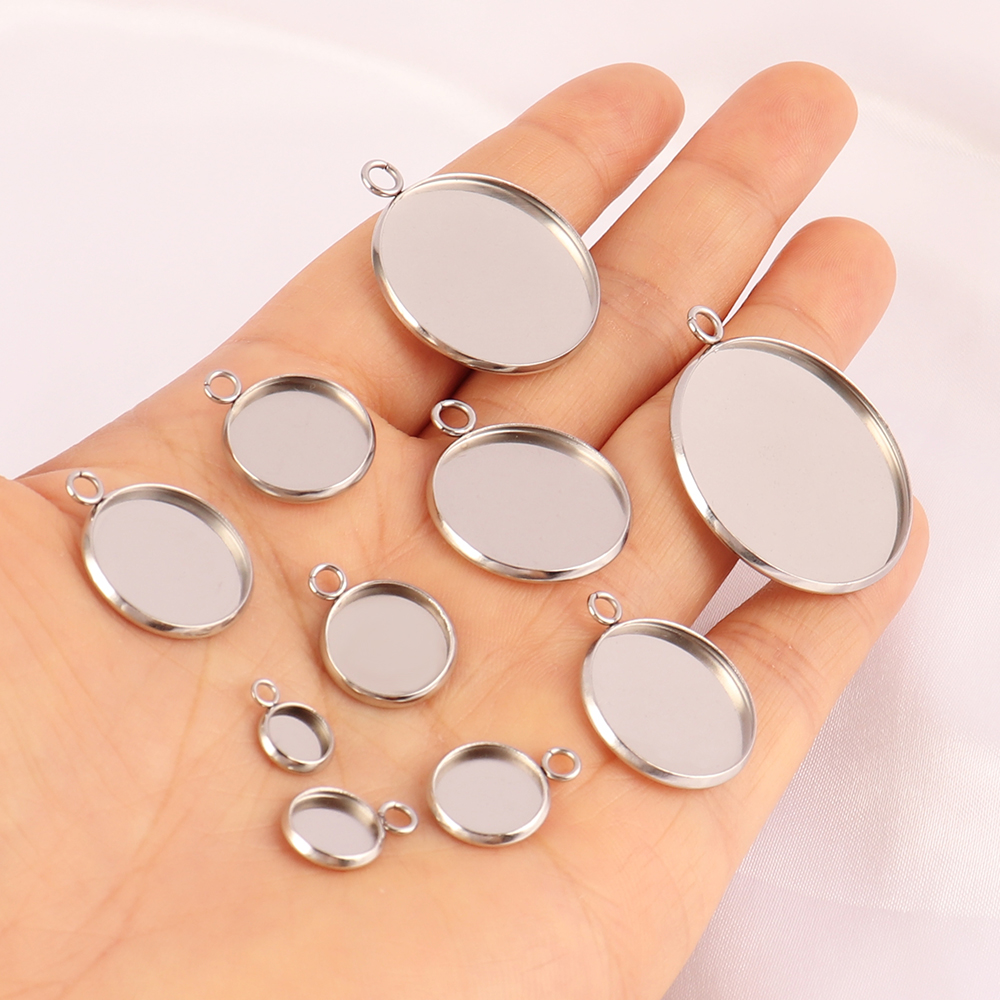 10Pcs Stainless Steel Cabochon - огляд і ціна Bezels Set Pendant
