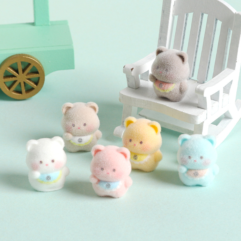 6pcs Cute 3D Flocked Resin Bib - огляд і ціна Resin Craft Supplies