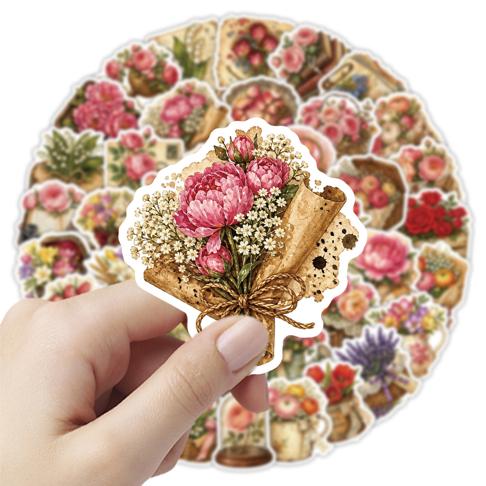 50Pcs Vintage Floral Stickers  - огляд і ціна Dried Flower Bulk