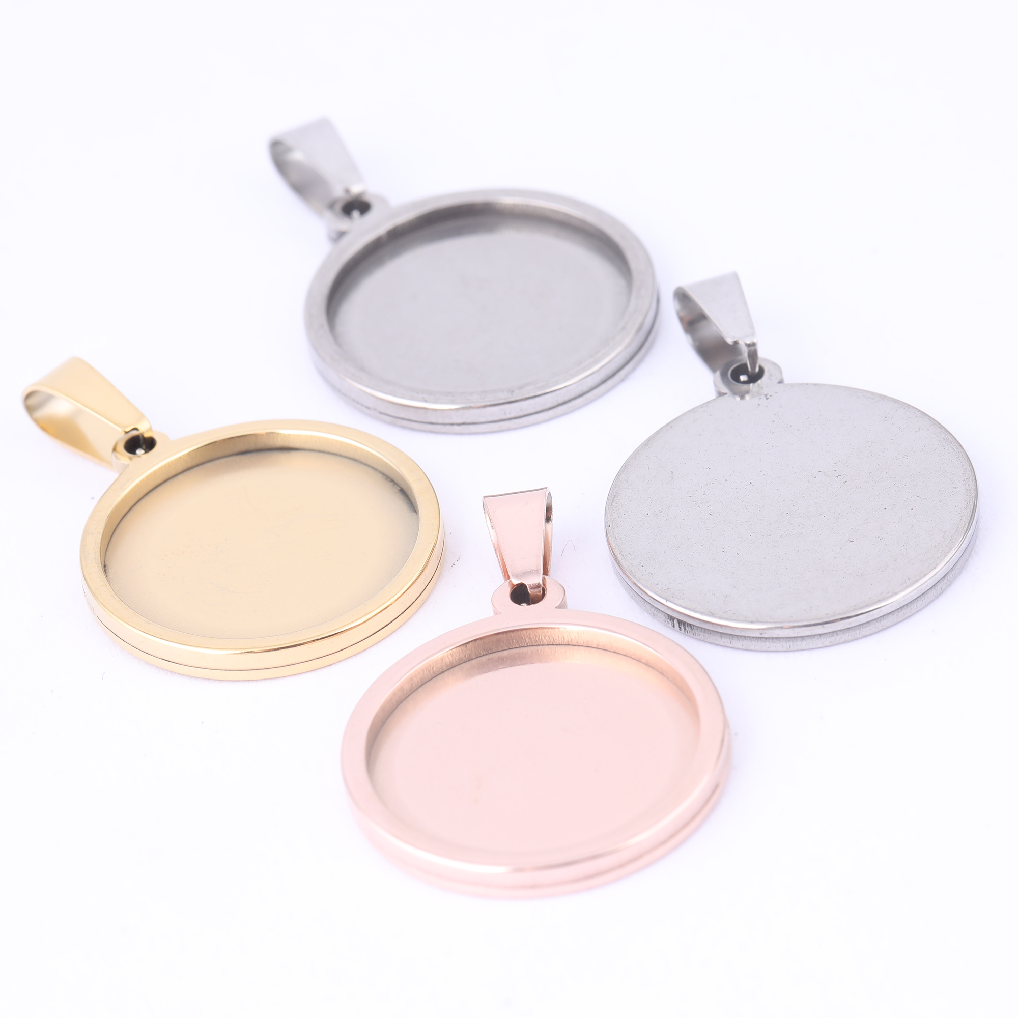 5pcs Stainless Steel 16mm 18mm - огляд і ціна Bezels Set Pendant