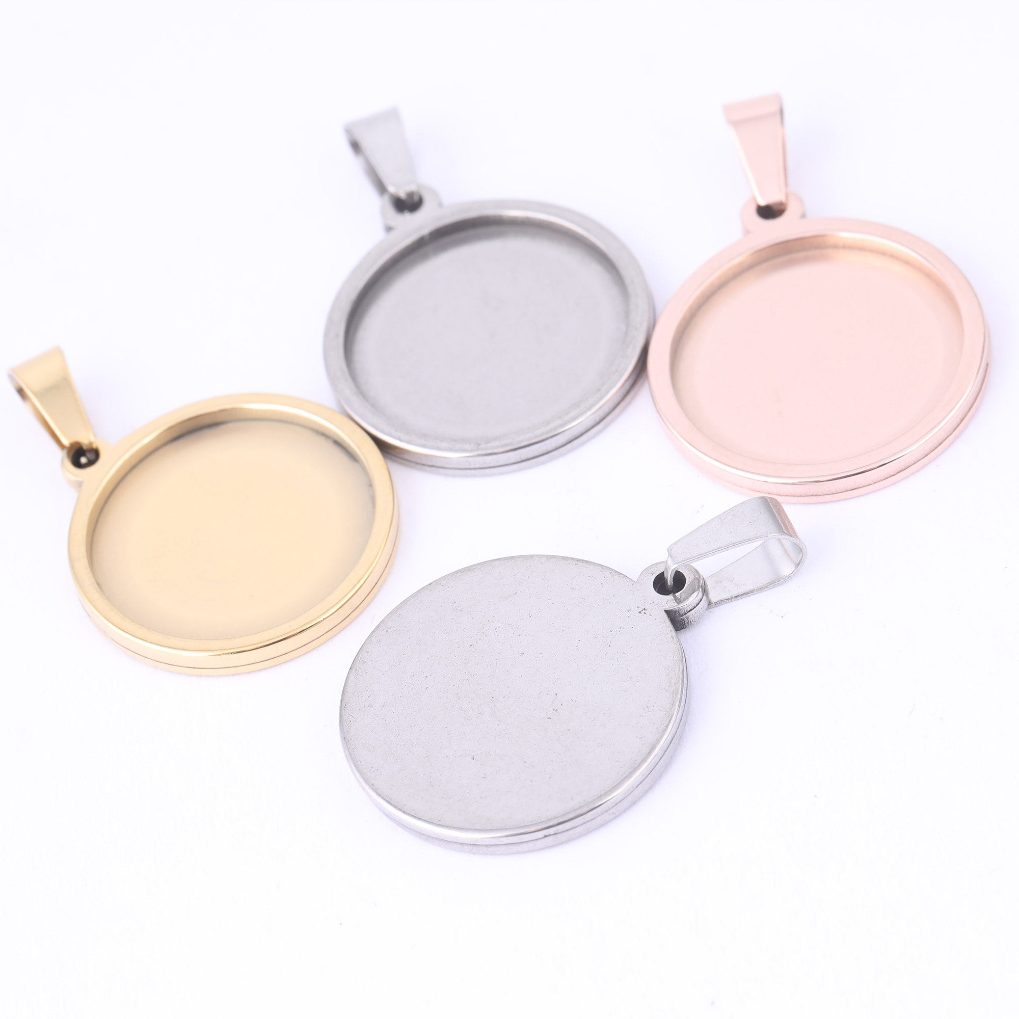 5pcs Stainless Steel 16mm 18mm - огляд і ціна Bezels Set Pendant