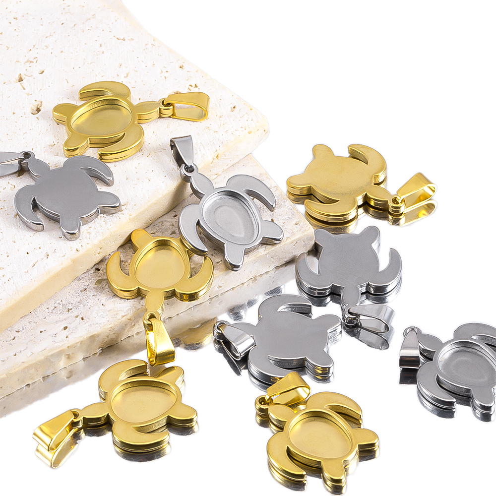 1pc 5pcs Stainless Steel Gold  - огляд і ціна Bezels Set Pendant